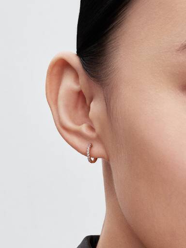 14k rose gold-plated hoop earrings with clear cubic zirconia