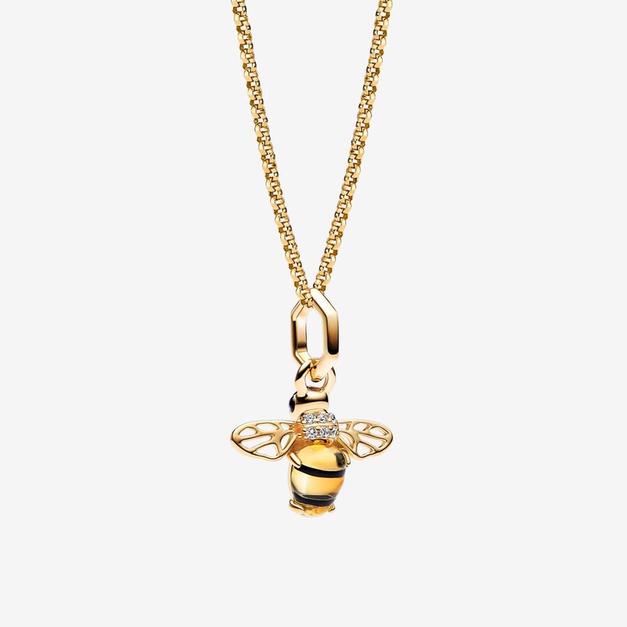 14k Gold-Plated Bee Charm and Necklace Set image number 0