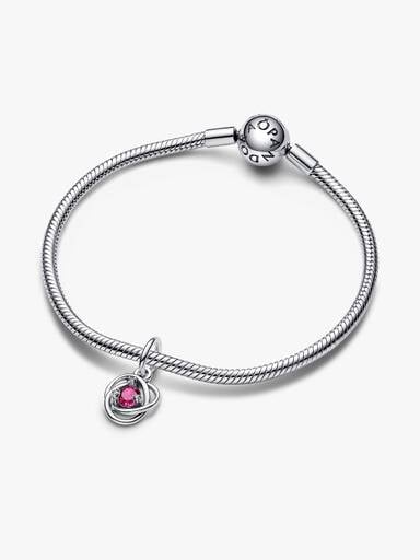 October Crystal Birthstone Eternity Circle Dangle Charm