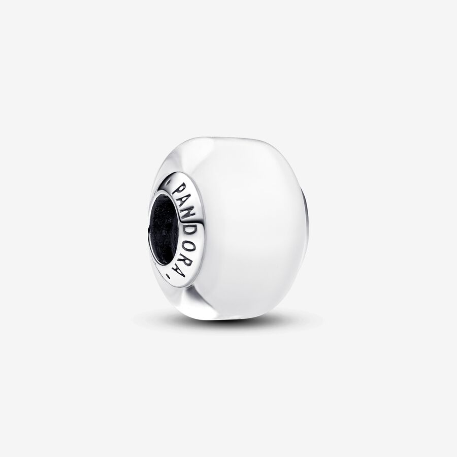 White Mini Murano Glass Charm image number 0