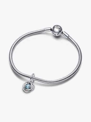 March Crystal Birthstone Eternity Circle Dangle Charm