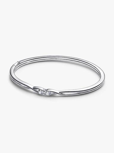 Pandora Infinite Sterling Silver Double Facing Lab-Grown Diamond Bangle