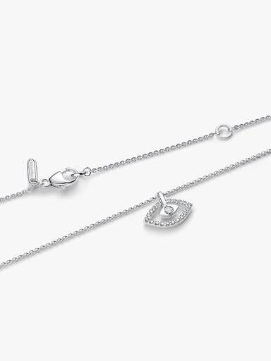 Sterling Silver Lab-Grown Diamond Evil Eye Pendant Necklace