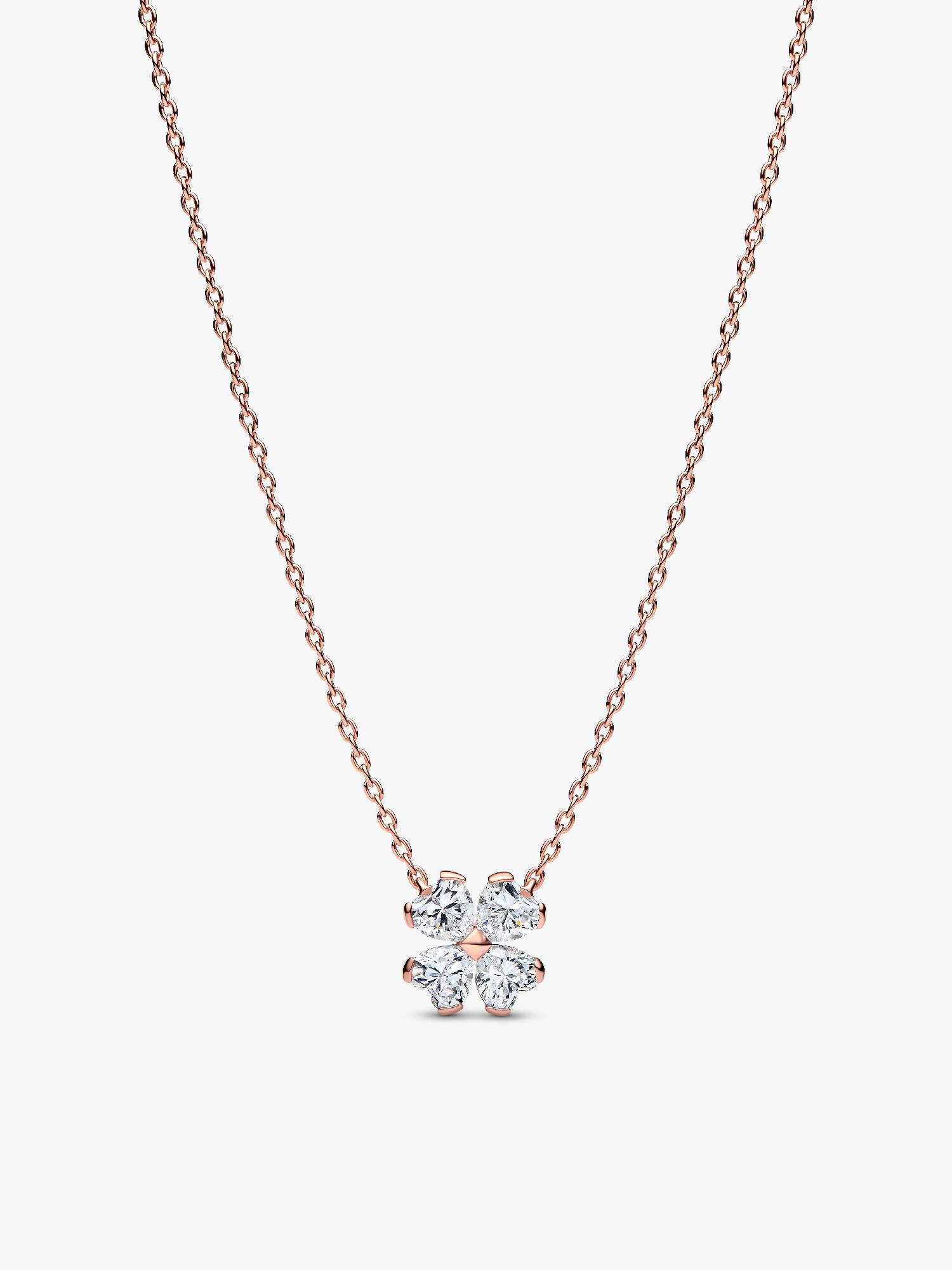 Clover 14k rose gold-plated collier with clear cubic zirconia