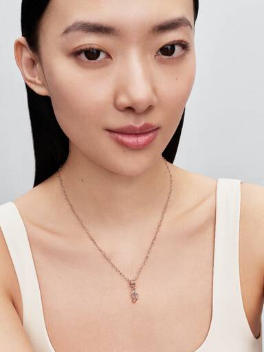 Hearts 14k rose gold-plated dangle with clear cubic zirconia