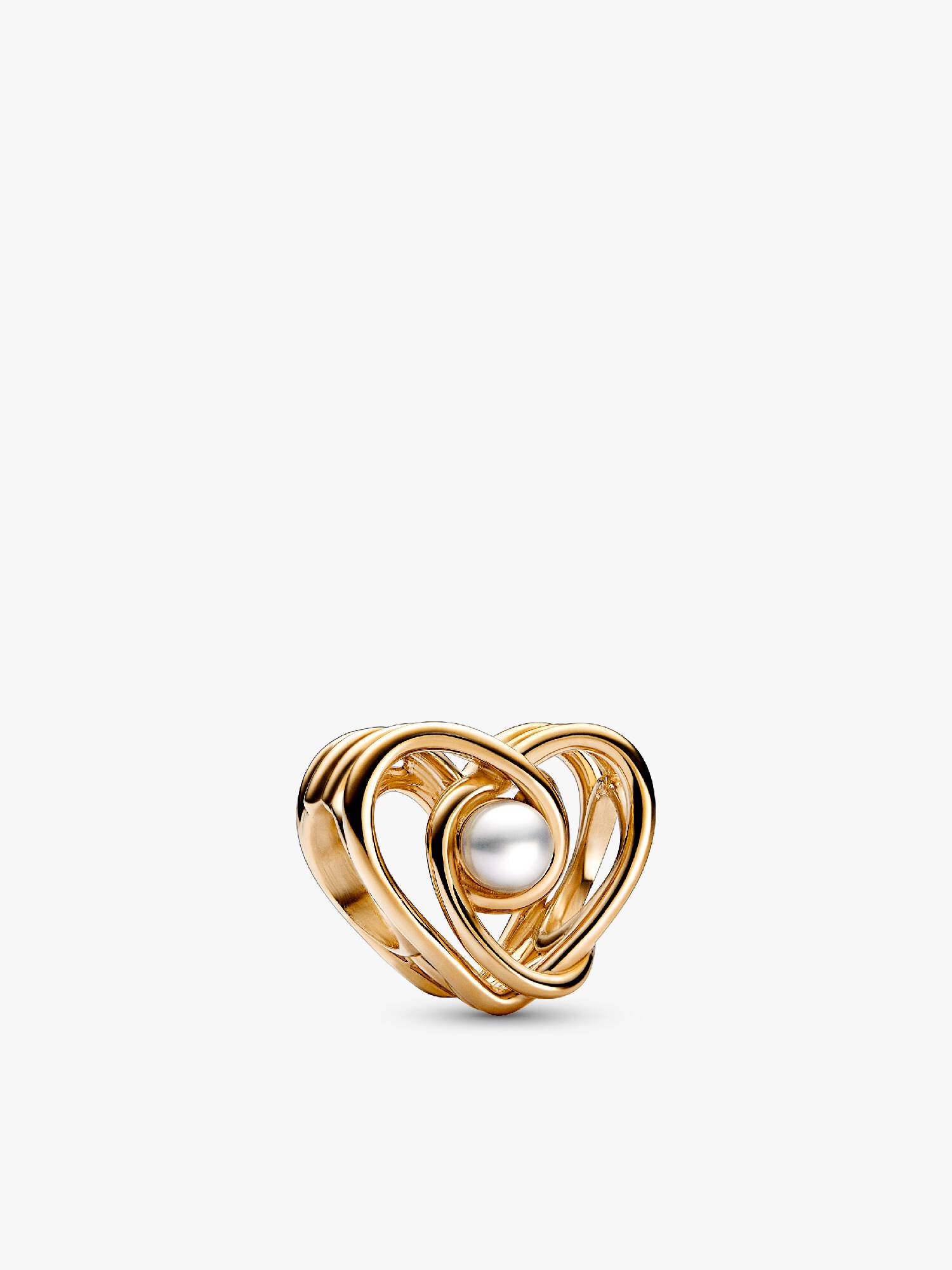 Openwork Swirling Heart & Treated Freshwater Cultured Pearl Charm