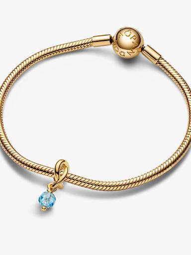 March Crystal Birthstone Eternity Circle Dangle Charm