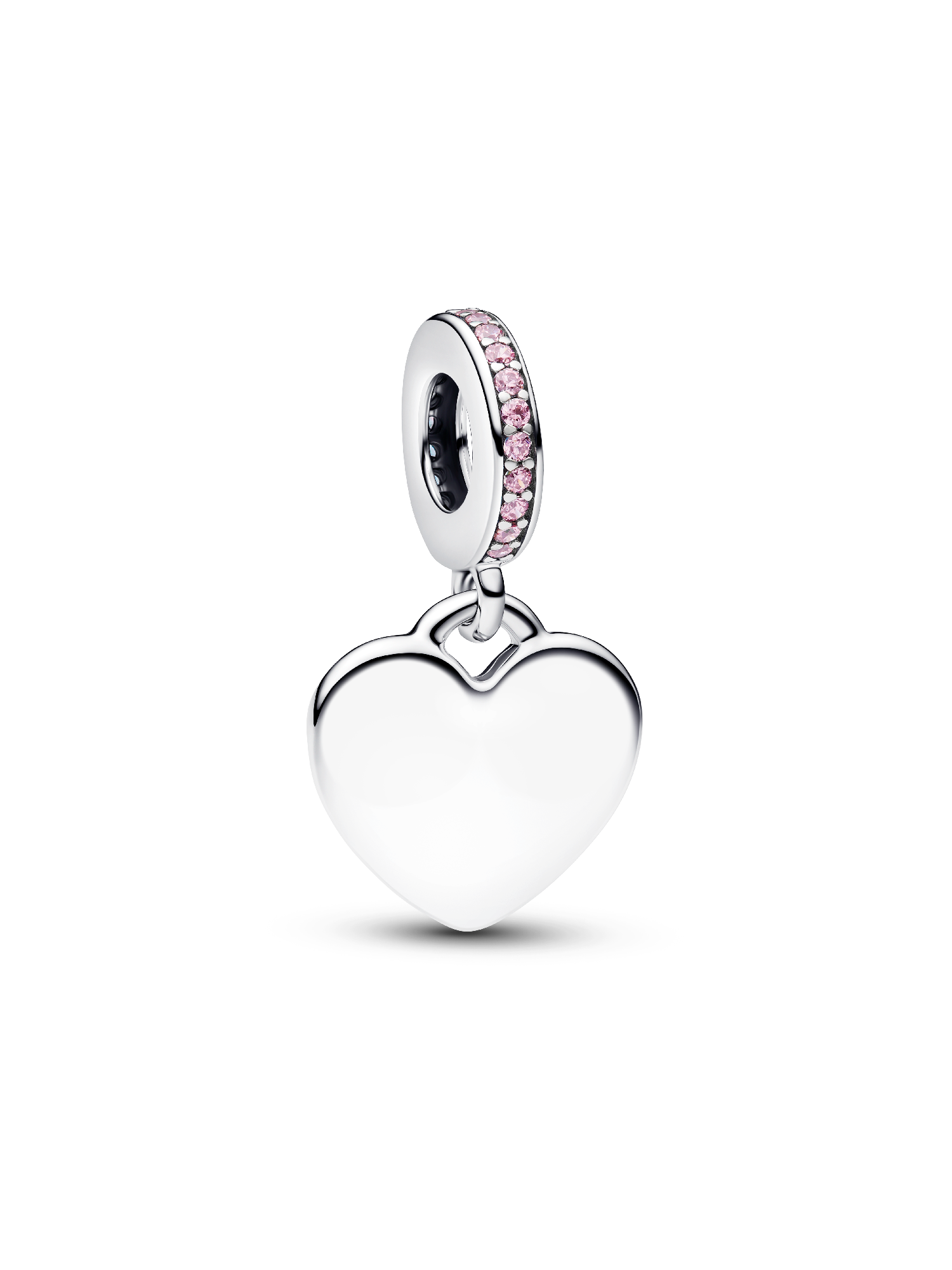 Engravable Heart Pink Stone Dangle Charm