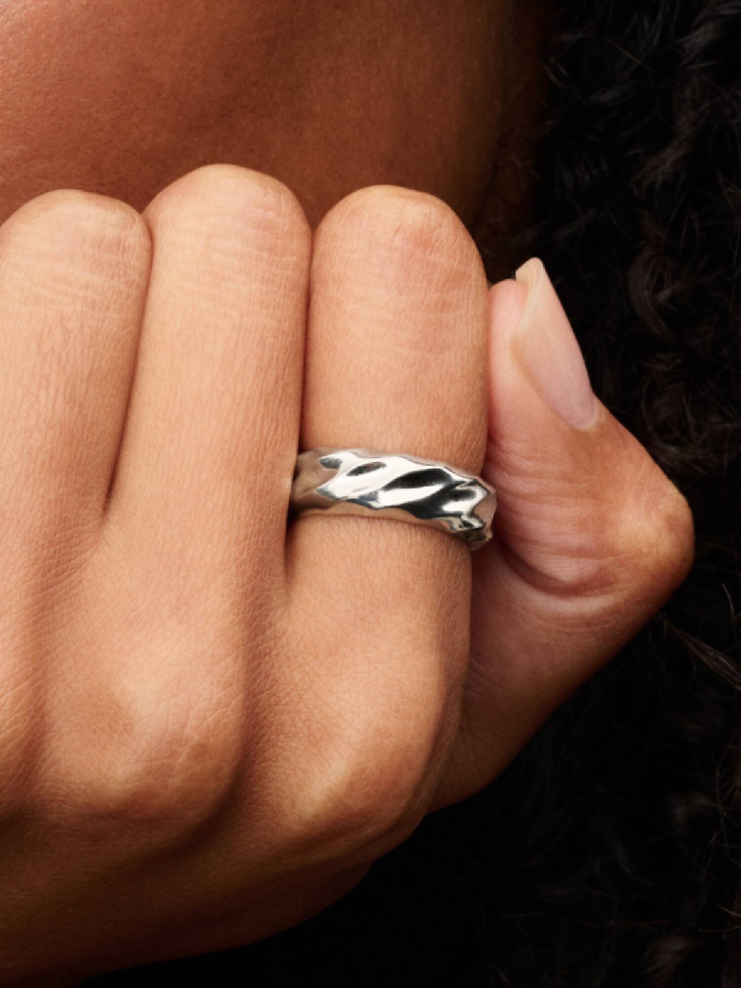 Rippled Wide Band Ring