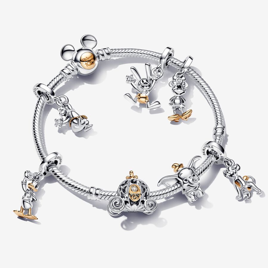 Disney 100 Anniversary Oswald, Cinderella, Minnie Mouse and Donald Duck, Baloo, Simba and Dumbo Charm and Bracelet Set image number 0