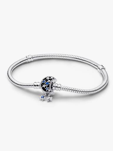 Sparkling Moon Clasp Snake Chain Bracelet