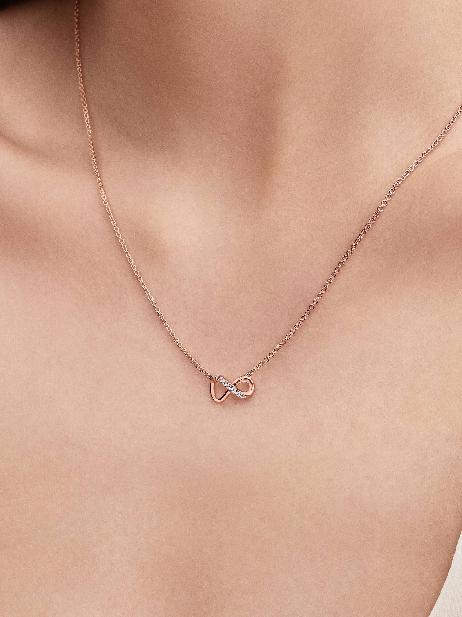 Infinity 14k rose gold-plated collier with clear cubic zirconia