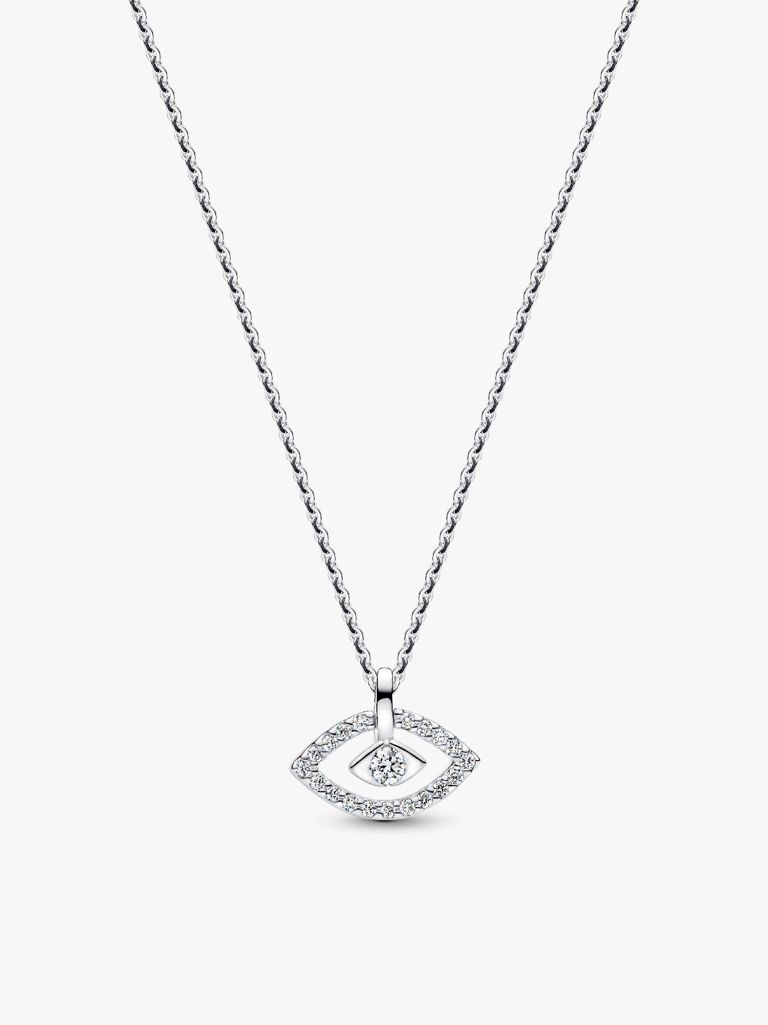Sterling Silver Lab-Grown Diamond Evil Eye Pendant Necklace