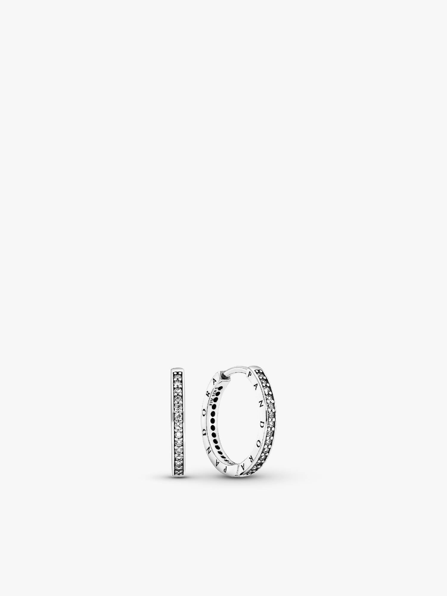 Sparkle & Pandora Logo Hoop Earrings