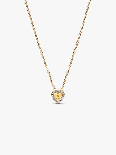Engravable Heart Halo Collier Necklace