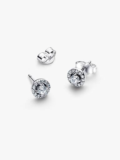 Round Pavé Halo Stud Earrings