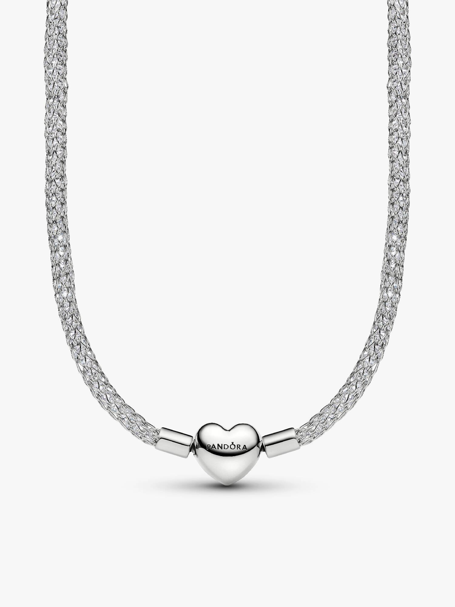 Heart Clasp Sparkling Mesh Necklace