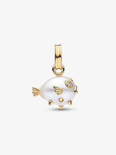 Treated Freshwater Cultured Baroque Pearl Pufferfish Dangle Charm