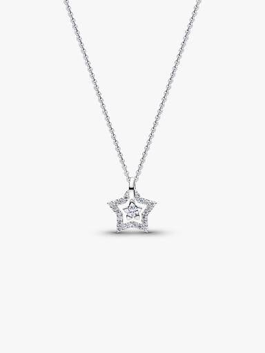 Sterling Silver Lab-Grown Diamond Star Pendant Necklace
