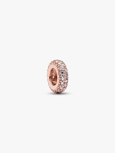 Abstract 14k rose gold-plated spacer with clear cubic zirconia
