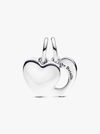 Engravable Heart Magnifying Glass Double Dangle Charm