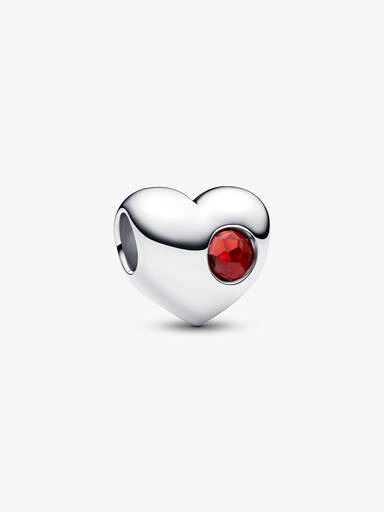 Engravable January Crystal Birthstone Heart Charm