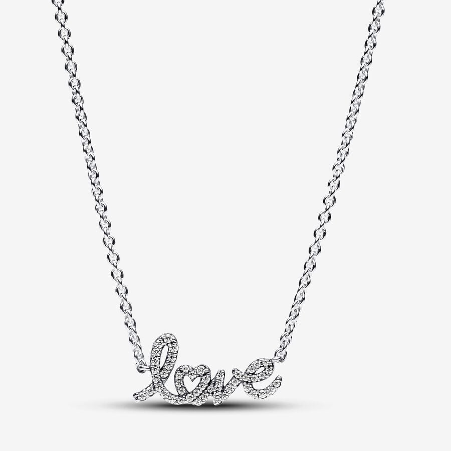 Sparkling Handwritten Love Collier Necklace image number 0