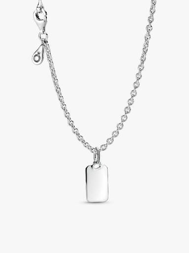 Engravable Rectangle Tag Pendant Necklace Set