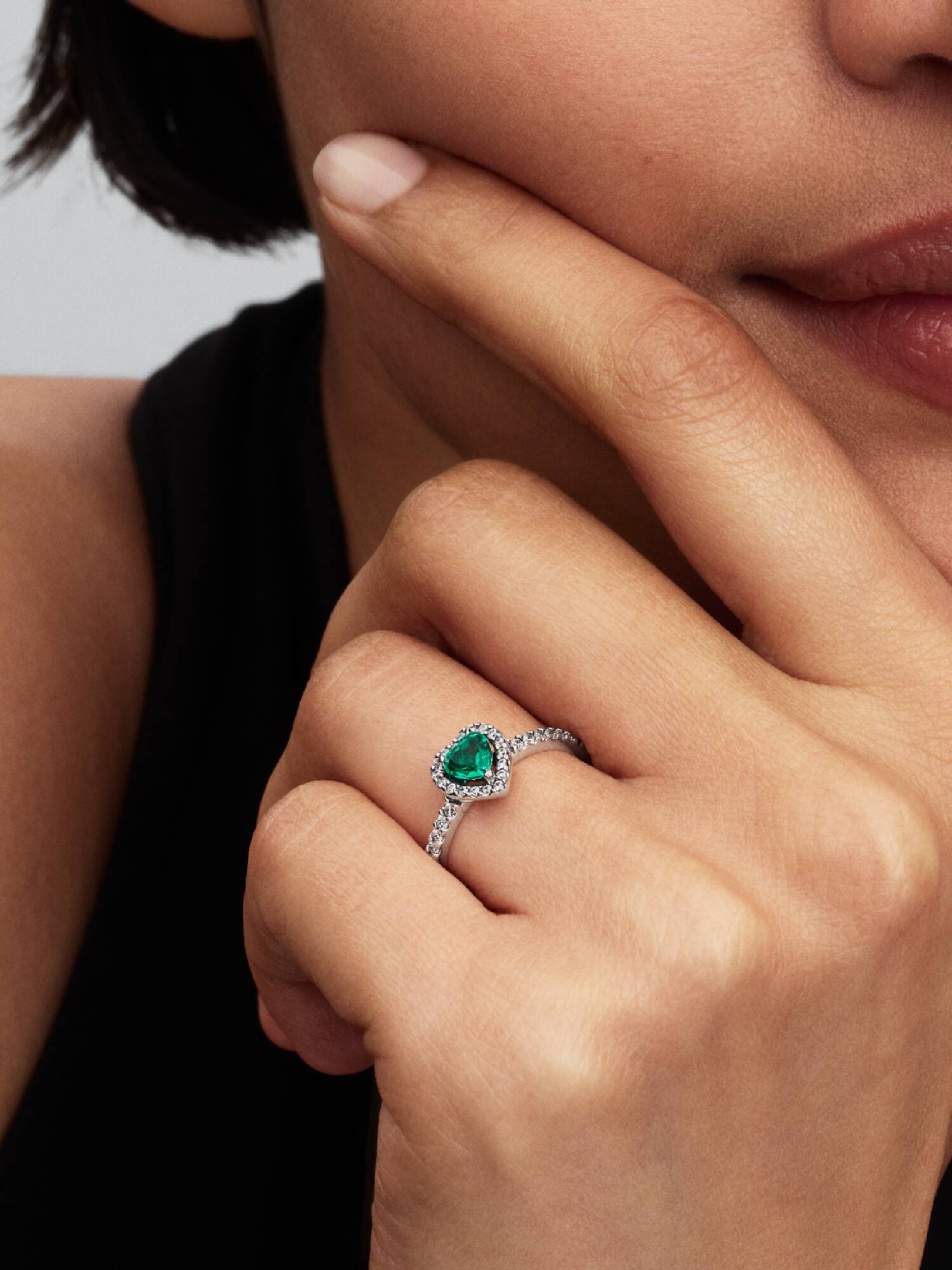 May Crystal Birthstone Elevated Green Heart Ring