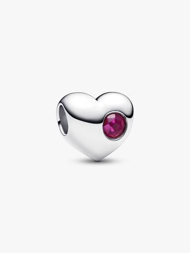 Engravable July Crystal Birthstone Heart Charm