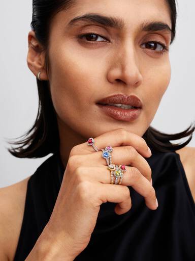 October Crystal Birthstone Elevated Pink Heart Ring