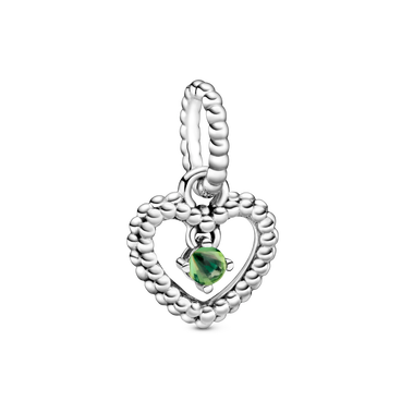 August Spring Green Heart Hanging Charm with Man-Made Spring Green Crystal