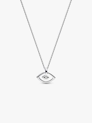 Sterling Silver Lab-Grown Diamond Evil Eye Pendant Necklace