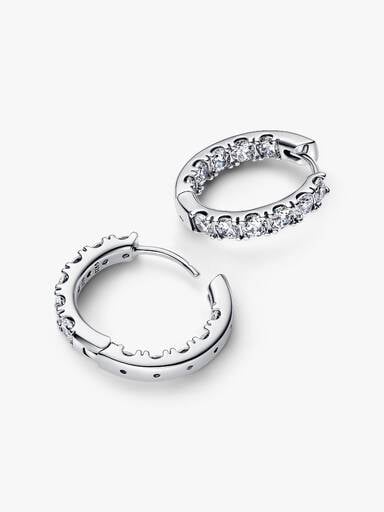 Sparkling Row Eternity Hoop Earrings