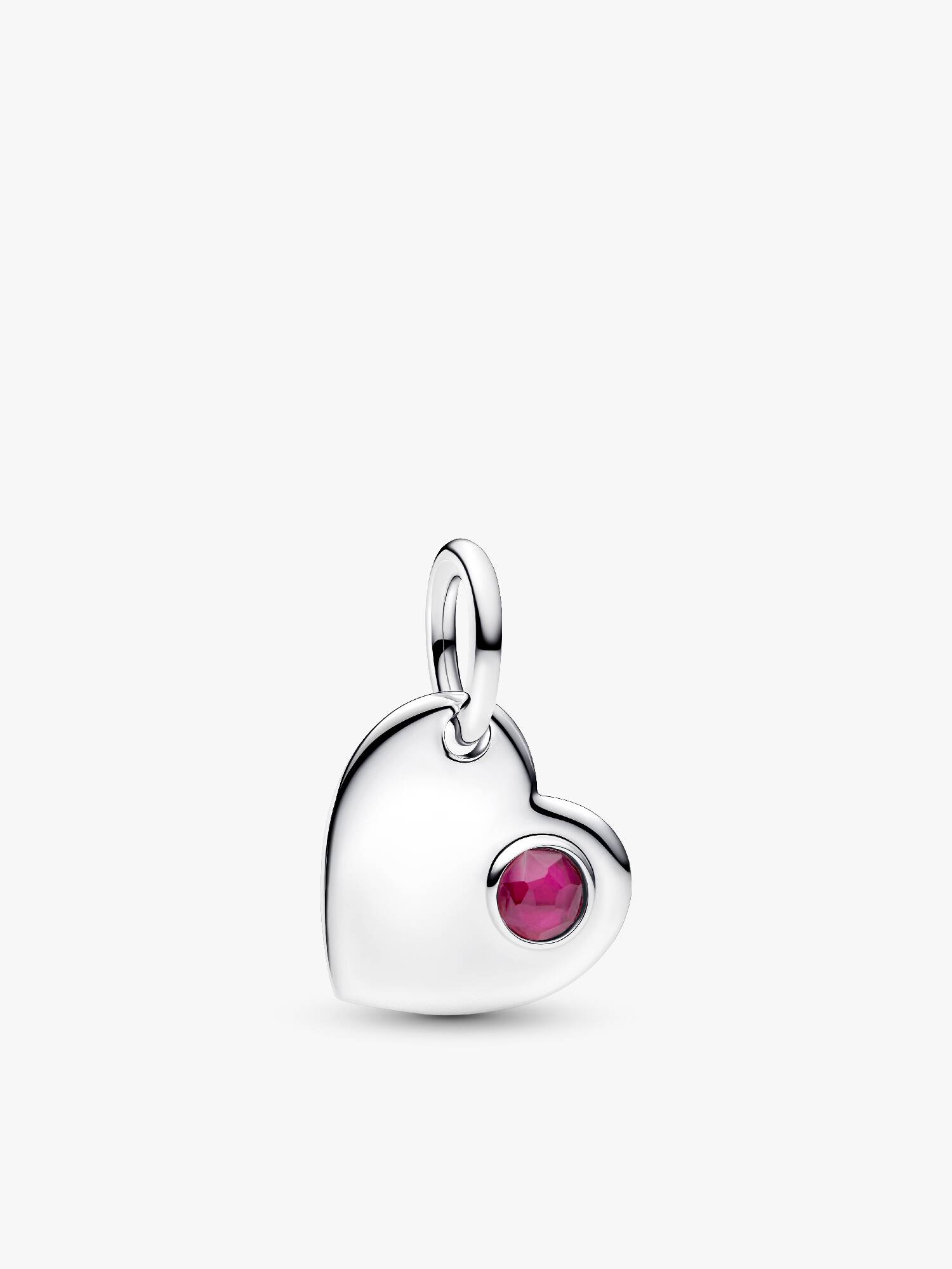 July Engravable Heart True Red Stone Dangle Charm