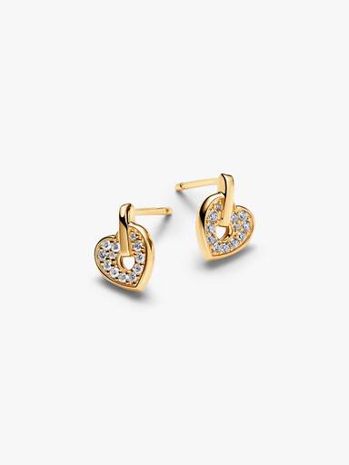 14k Gold Lab-grown Diamond Pavé Heart Stud Earrings