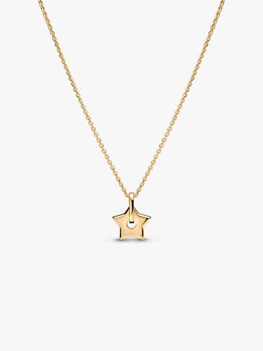 14k Gold Lab-grown Diamond Pavé Star Pendant Necklace