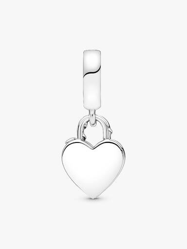 Rose Heart Padlock Dangle Charm
