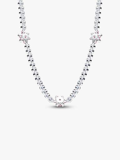 Pink Flower Tennis Necklace